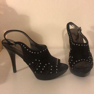 Marc Fisher Black suede platform peep toe